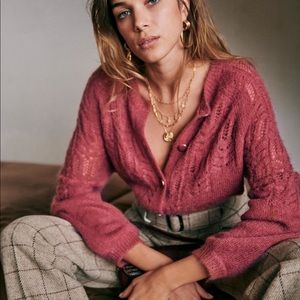 Sezane Rosewood Tonio Sweater Cardigan
